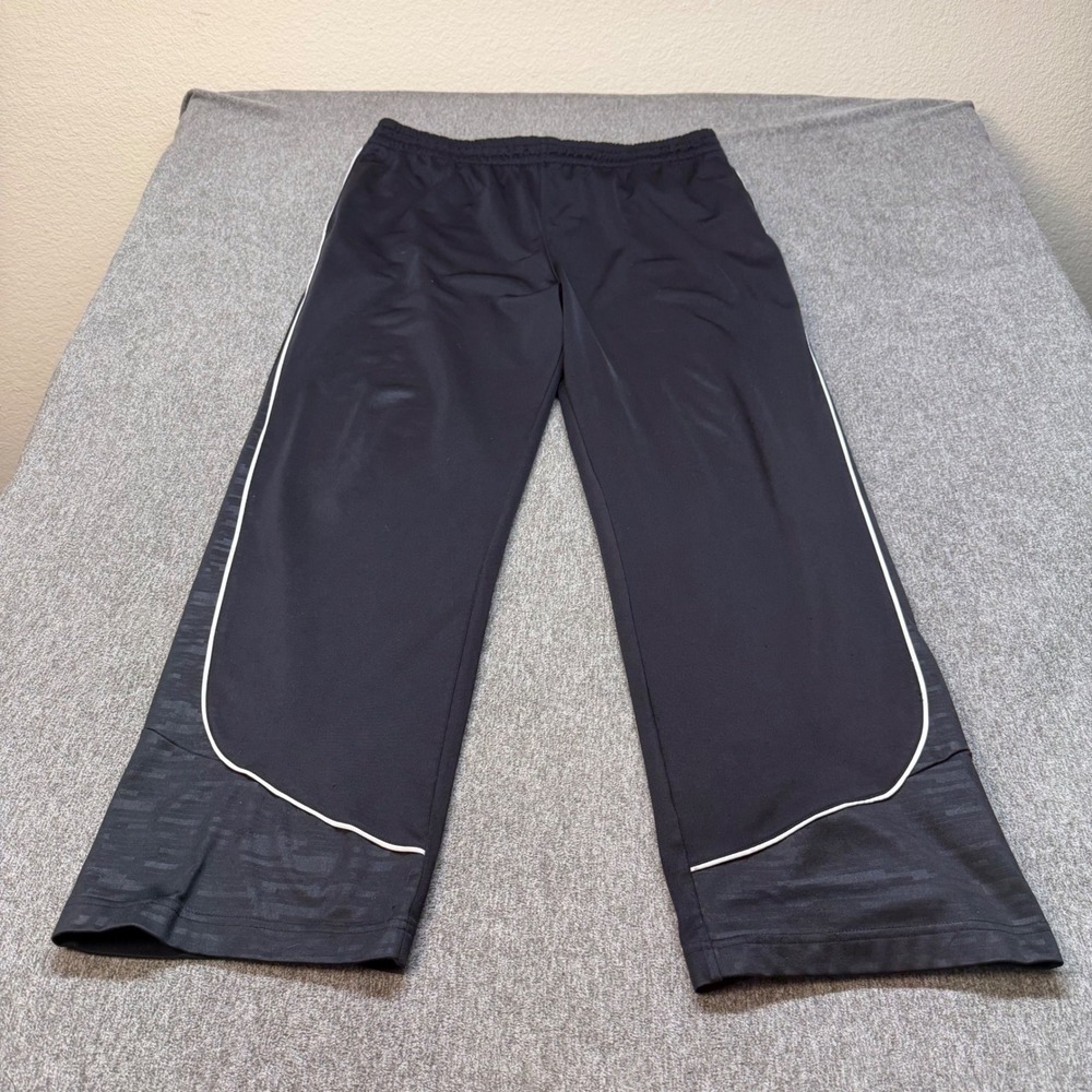 Adidas Basketball Pants Mens XL Black White Piping Track Warm Up Pockets